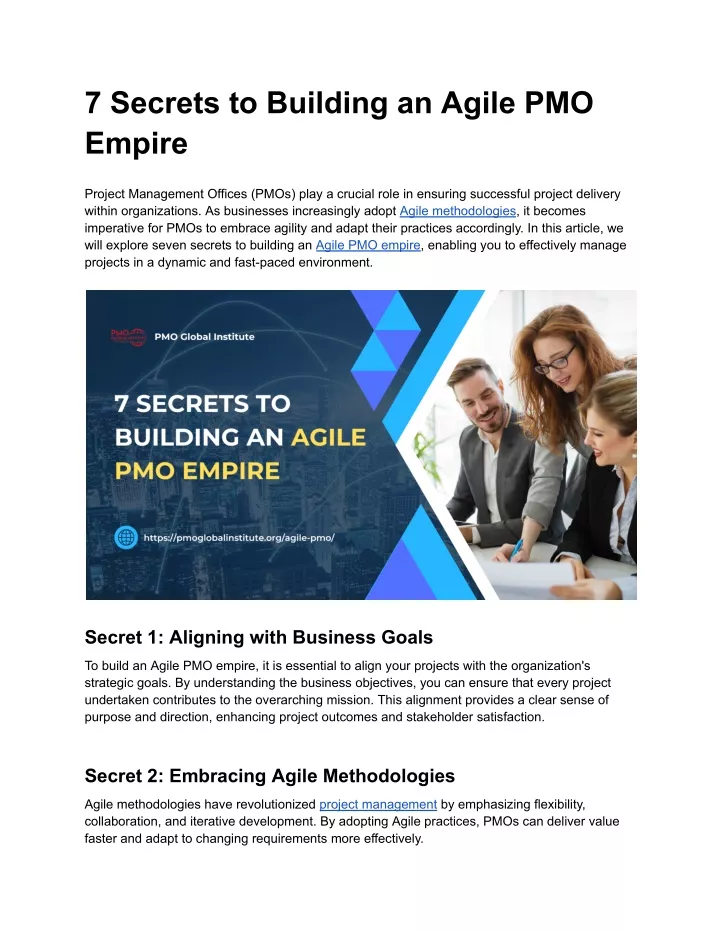 7 secrets to building an agile pmo empire