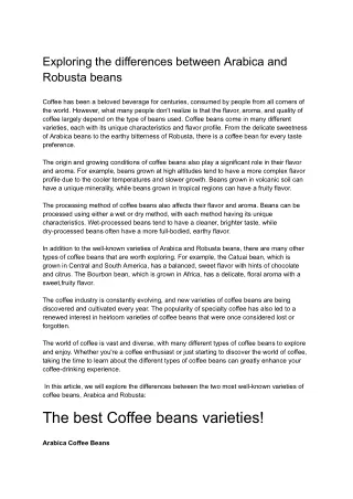 Best Arabica Coffee Manufacturer in India
