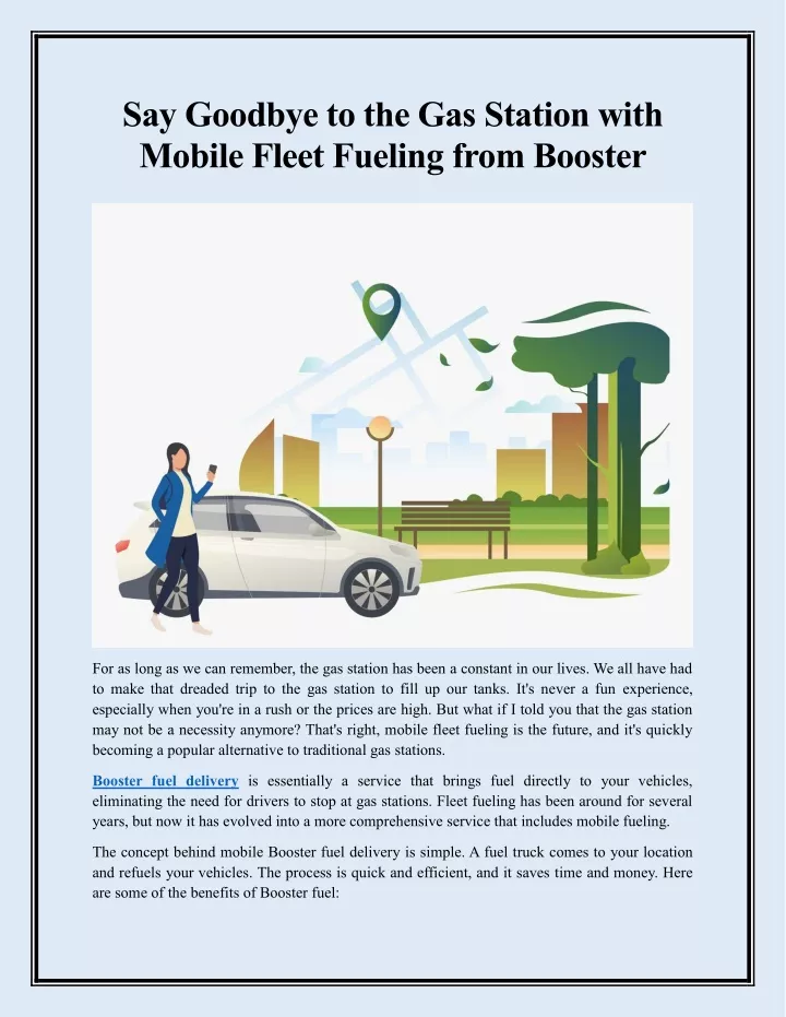 say goodbye to the gas station with mobile fleet