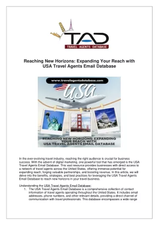 Expanding Your Reach with USA Travel Agents Email Database