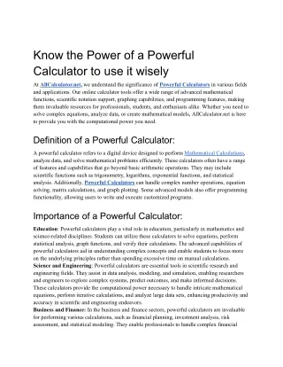know the power of a powerful calculator