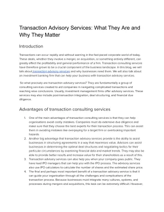 Transaction Advisory Services_ What They Are and Why They Matter