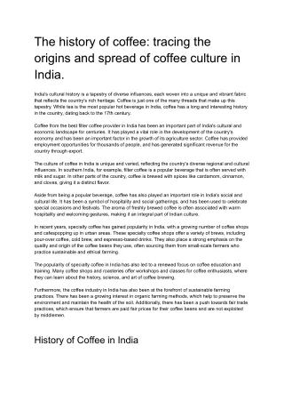 Best filter coffee provider in India