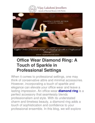 Office Wear Diamond Ring A Touch of Sparkle in Professional Settings