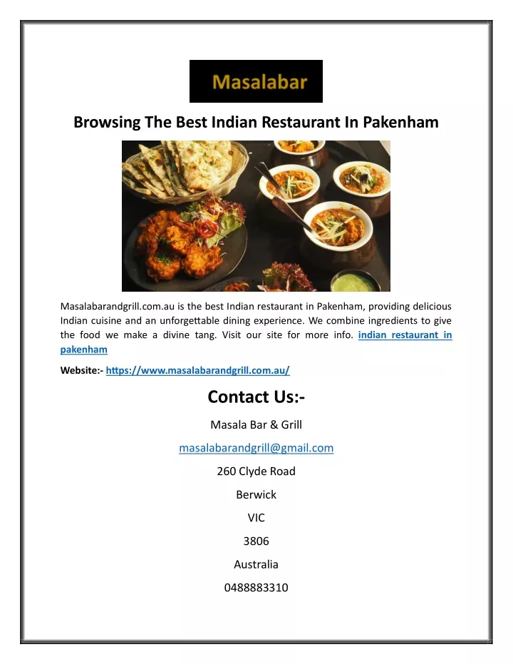 browsing the best indian restaurant in pakenham