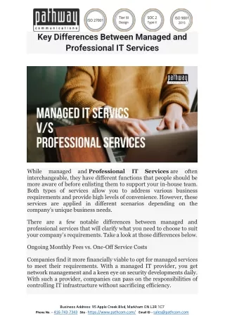 Key Differences Between Managed and Professional IT Services