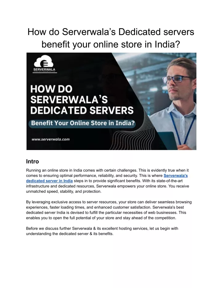 how do serverwala s dedicated servers benefit