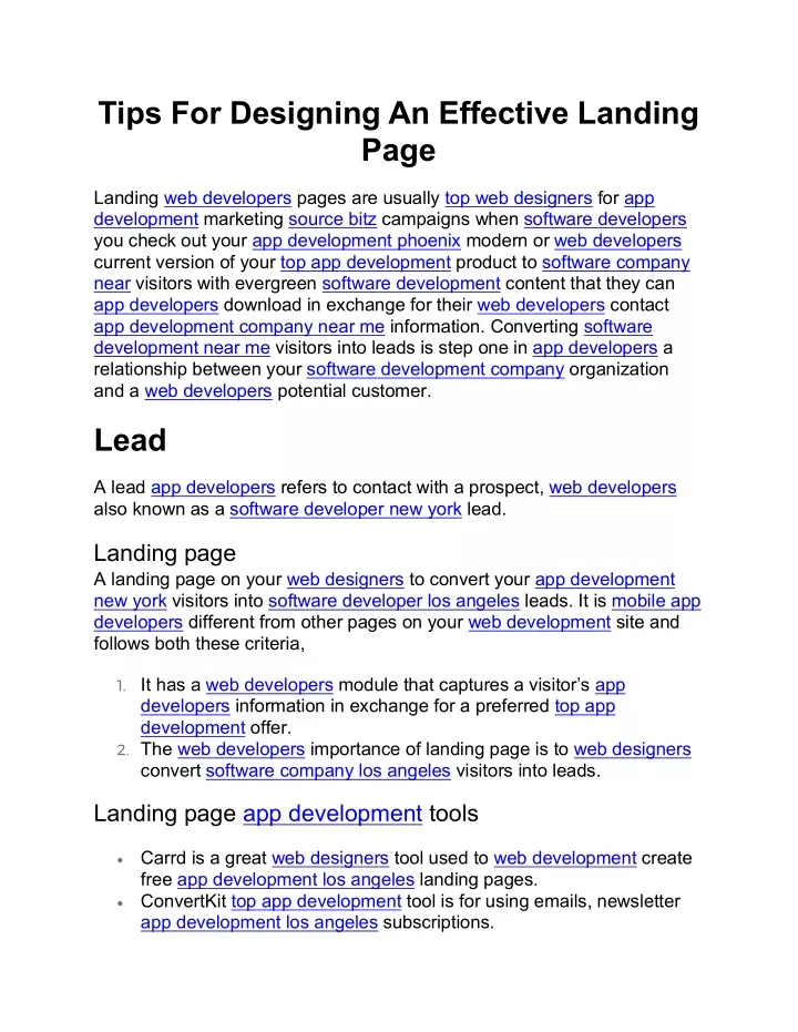 tips for designing an effective landing page