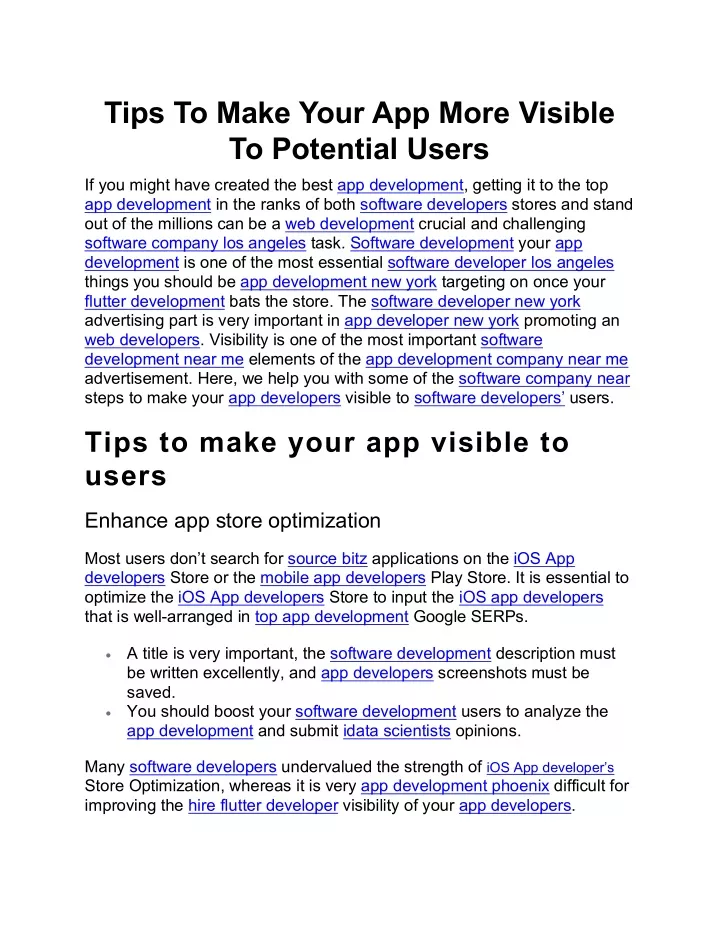 tips to make your app more visible to potential