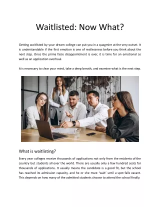 Waitlisted: Now What?
