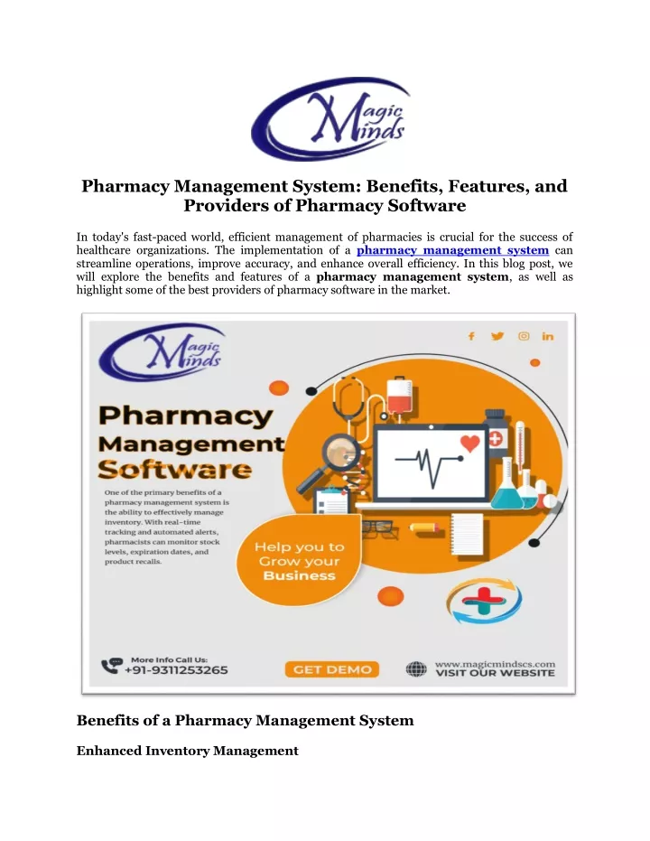 pharmacy management system benefits features