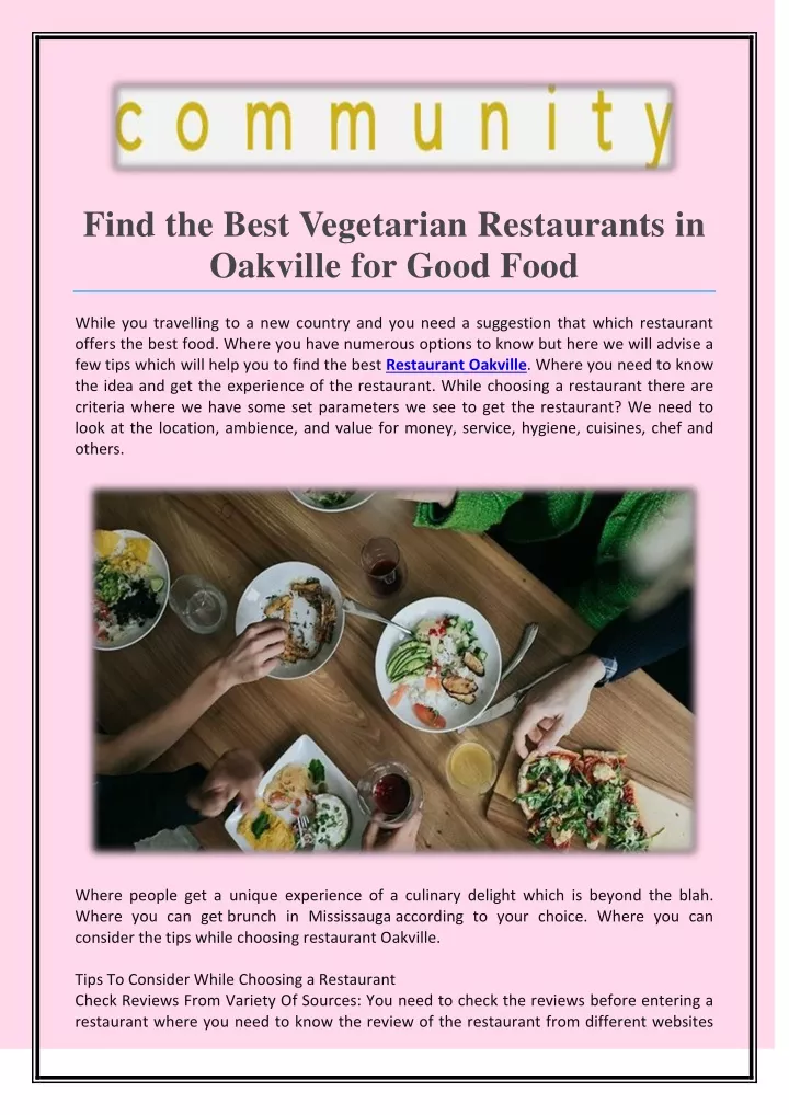 find the best vegetarian restaurants in oakville