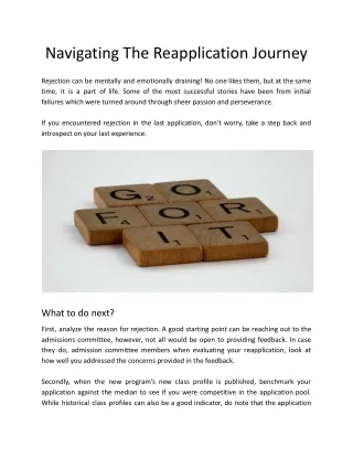 Navigating the Reapplication Journey