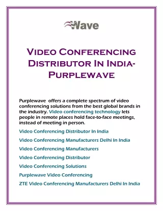 video conferencing distributor in india purplewave
