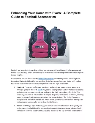 Enhancing Your Game with Evo9x football assessories