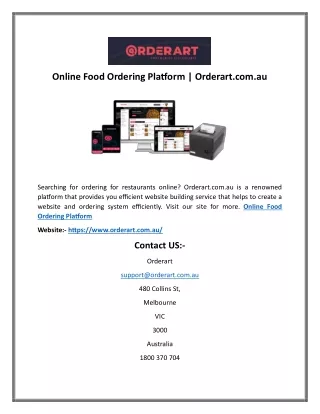 Online Food Ordering Platform | Orderart.com.au
