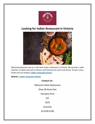 Looking for Indian Restaurant in Victoria