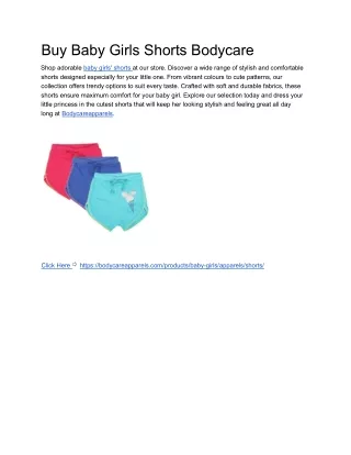 Buy Baby Girls Shorts Bodycare Online