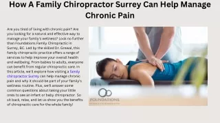 How A Family Chiropractor Surrey Can Help Manage Chronic Pain