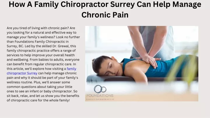 how a family chiropractor surrey can help manage