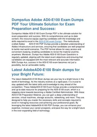 Amazing Results with AD0-E100 Dumps pdf - Quick Success