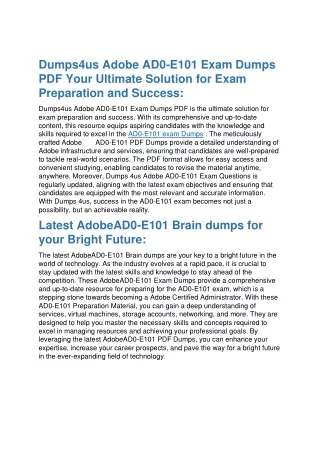Latest AD0-E101 Exams Dumps For Professional Career