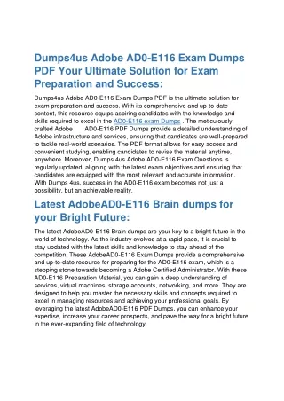 Updated AD0-E116 Dumps pdf - Complete Guide To Get Pass Exam