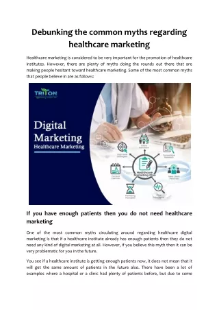 Debunking the common myths regarding healthcare marketing