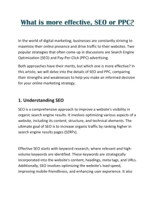 what is more effective seo or ppc