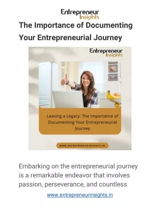 The Importance of Documenting Your Entrepreneurial Journey