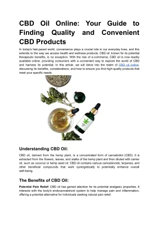 CBD Oil Online_ Your Guide to Finding Quality and Convenient CBD Products