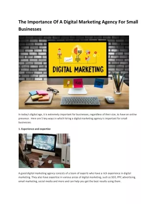 The Importance Of A Digital Marketing Agency For Small Businesses