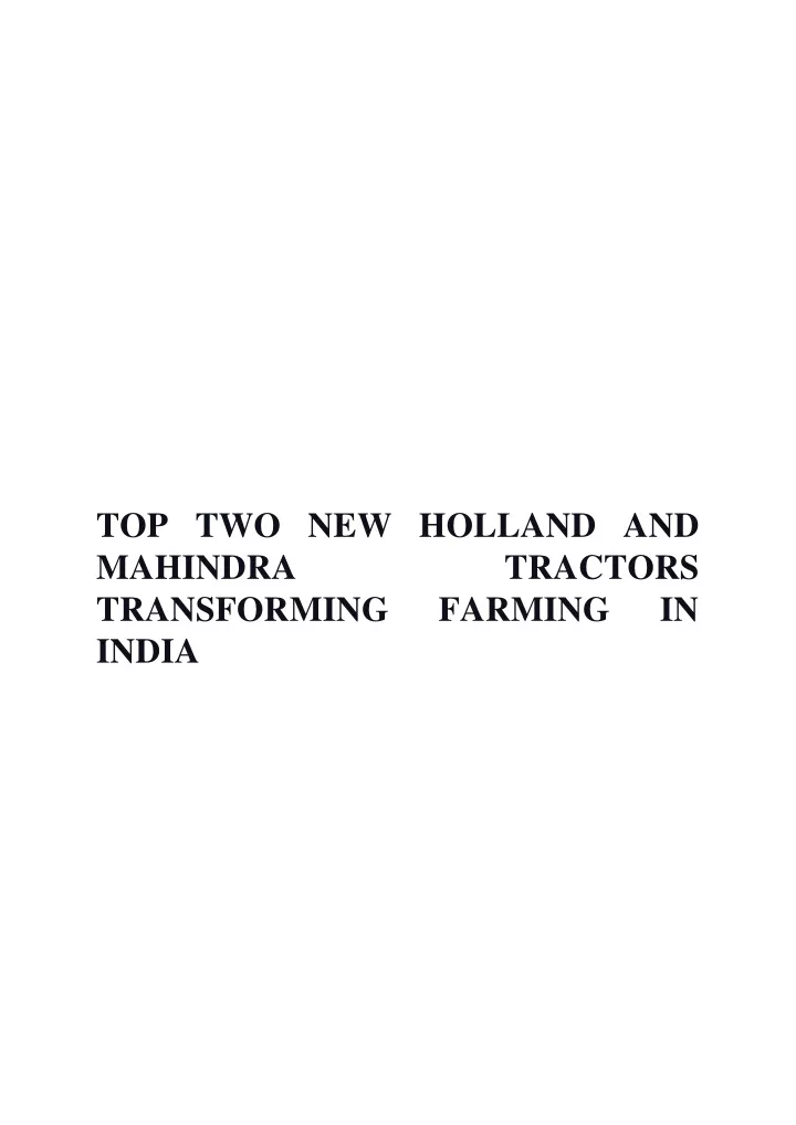 top two new holland and mahindra transforming
