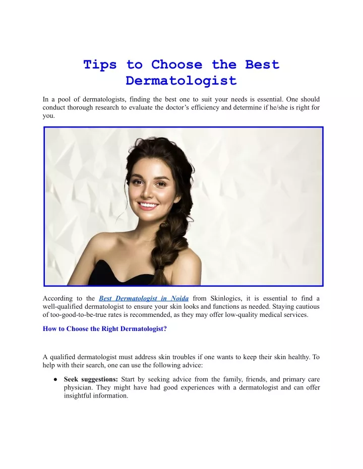 tips to choose the best dermatologist