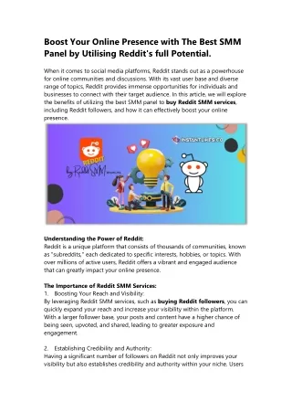 Boost your online presence with the best SMM panel by utilising Reddit's full potential.