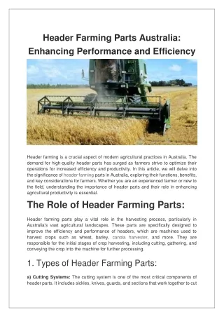 header farming parts australia enhancing
