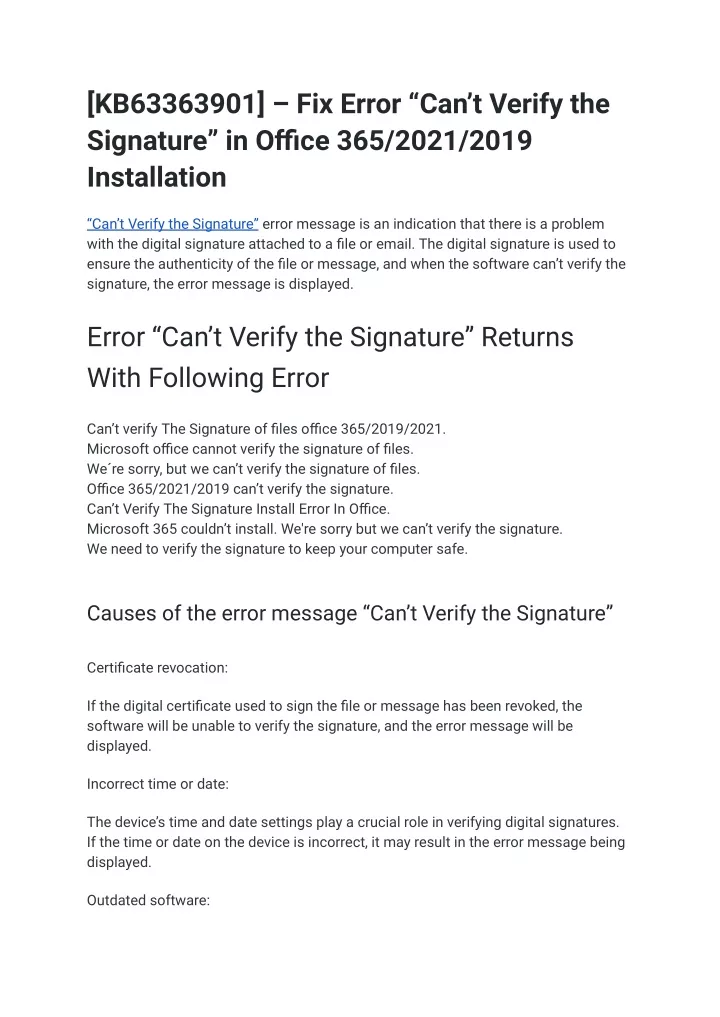 kb63363901 fix error can t verify the signature