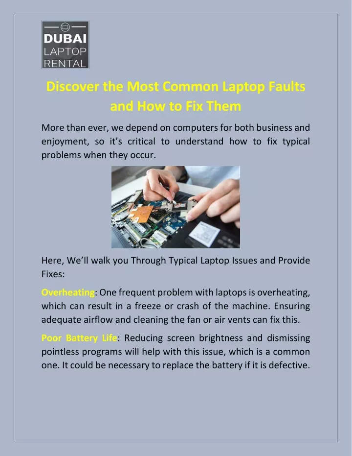 discover the most common laptop faults