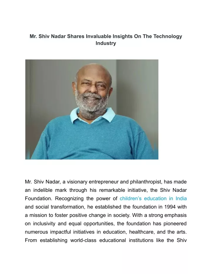 mr shiv nadar shares invaluable insights