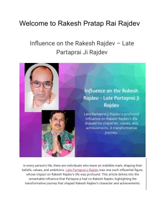 Influence on the Rakesh Rajdev - Late Partaprai Ji Rajdev
