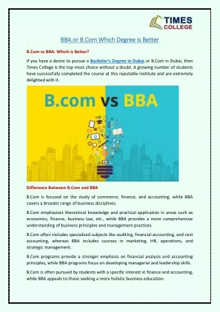bba or bba or b com
