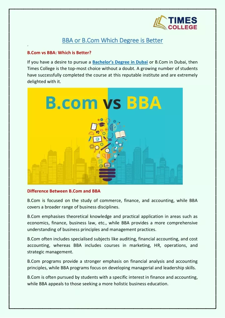 bba or bba or b com