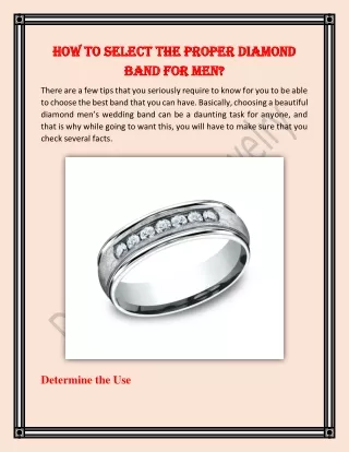 How to Select the Proper Diamond Band for Men?