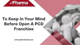 to keep in your mind before open a pcd franchise