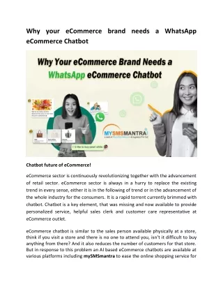 Why your eCommerce brand needs a WhatsApp eCommerce Chatbot