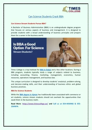can science students crack bba can science