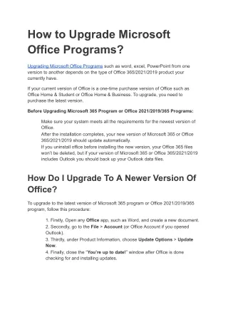 Upgrade Microsoft Office Programs