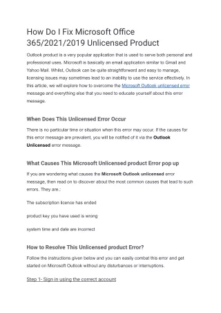 Microsoft Office 365_2021_2019 Unlicensed Product