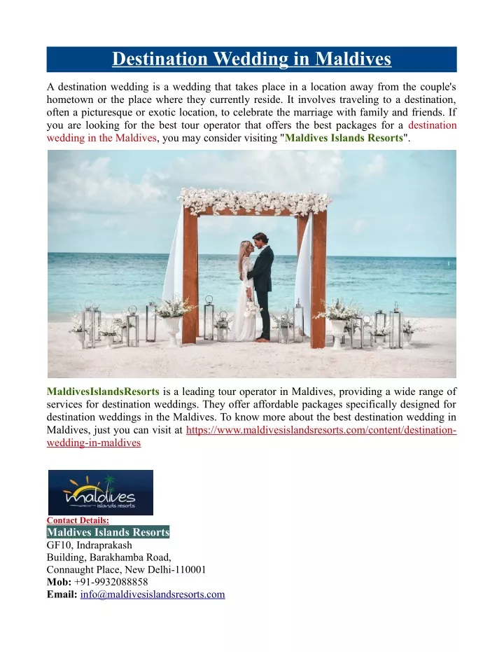 destination wedding in maldives