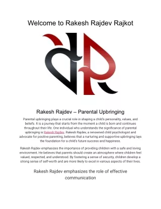 Rakesh Rajdev - Parental Upbringing